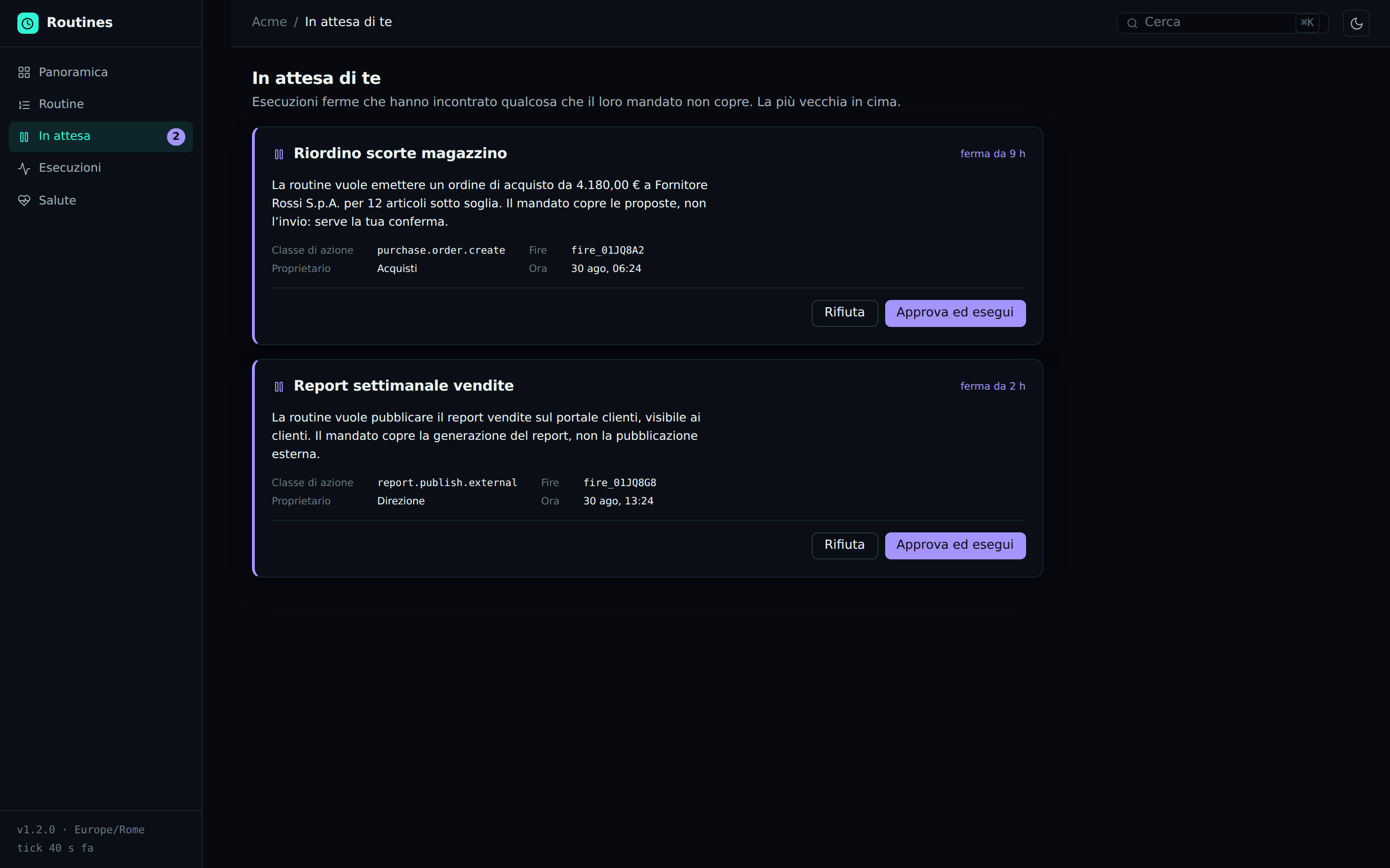 The «awaiting you» queue in laravel-routines-admin