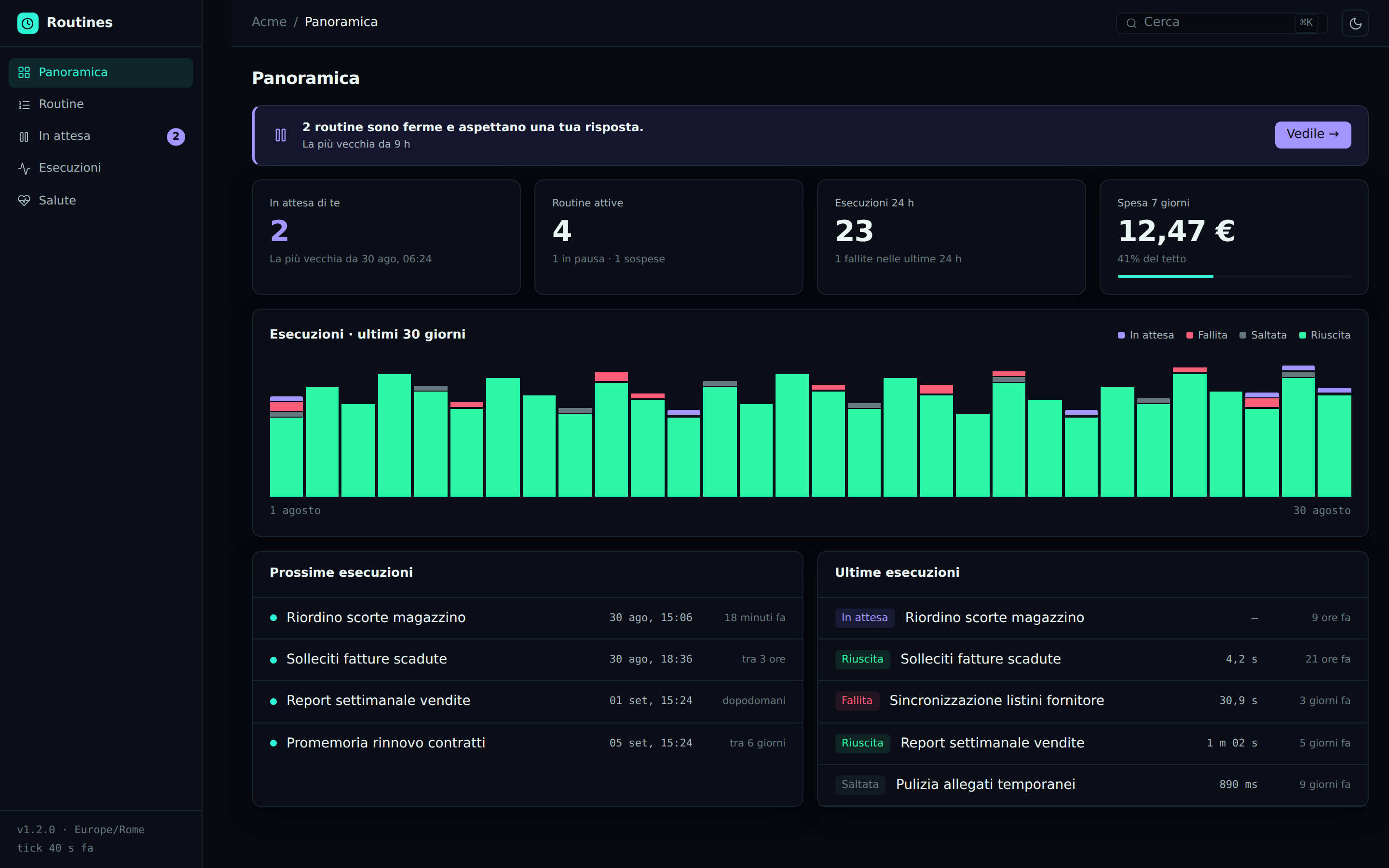 The laravel-routines panel